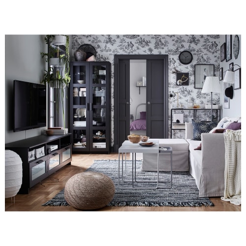 Brimnes cabinet with doors glass black store